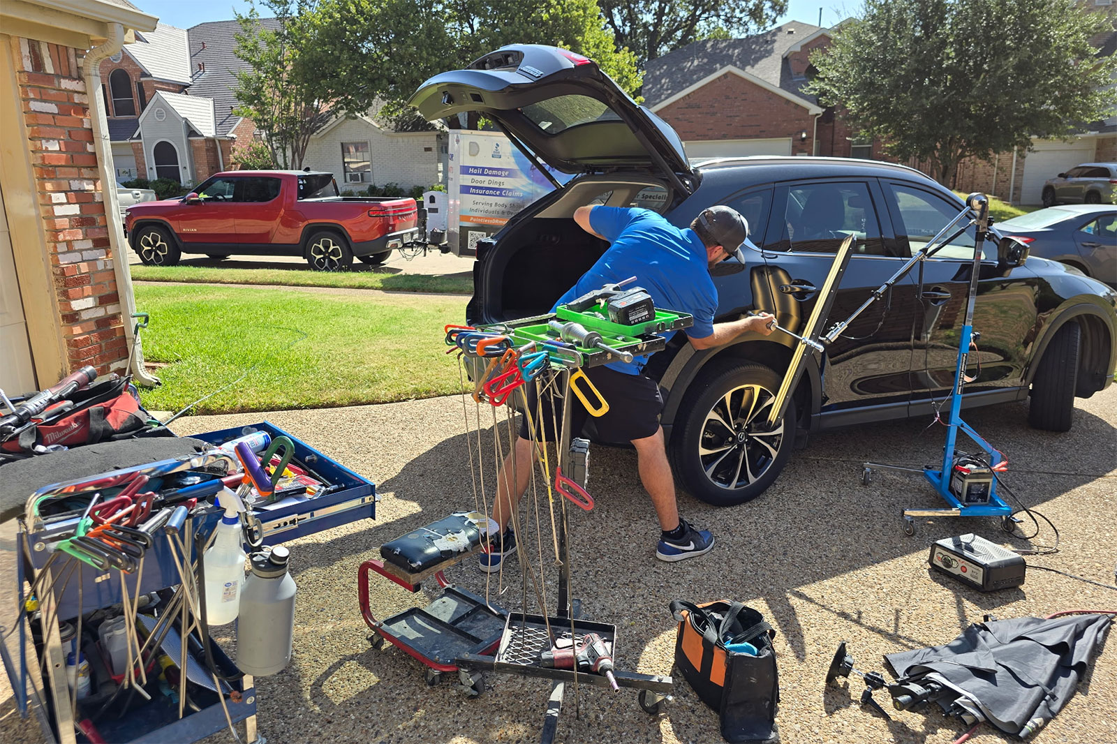 Mobile PDR Service in Irving TX with Paintless DR Trailer